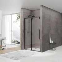 Van Rijn Nisdeur st06 schuifdeur met vaste wand 160x200 cm 8 mm soft close zwart