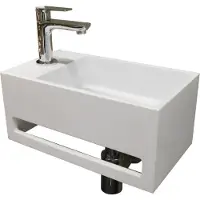 Boss & Wessing Fontein bws solid surface met handdoekrek mat wit