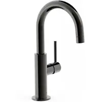 Tres Wastafelmengkraan study exclusive 27,5 cm met hendel uitloop gebogen rond metallic zwart