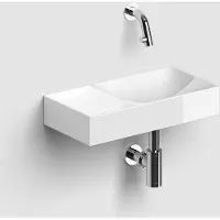 Clou vale fontein zonder kraangat links met geïntegreerde afvoer glanzend wit keramiek 38 cm
