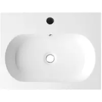 Sanilux Wastafel compact line mineraalmarmer 1 kraangat en overloop 60 cm wit