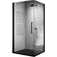 Novellini Douchecabine young g+f met draaideur helder glas 70x200 cm mat zwart profiel