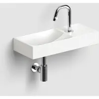 Clou Vale Fontein Met Kraangat Rechts Met Geïntegreerde Afvoer Wit Mat Keramiek 45 cm