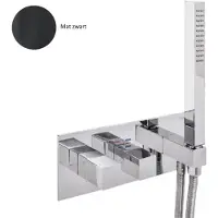 Sanimex Inbouw Douchekraan Giulini Thermostatisch 1-Uitgang Vierkant Incl. Handdouche En BOX Inbouwdeel Mat Zwart