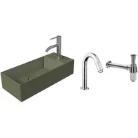 Salenzi Fonteinset Spy Mat Groen 45x20 cm Chroom (Keuze uit 20 kranen)