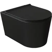 Salenzi Civita randloos toilet mat zwart met glanzende binnenkant 35x50cm