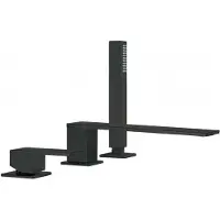 Tres Badrand mengkraan cuadro met handdouche 22x6.2 cm vierkant mat zwart