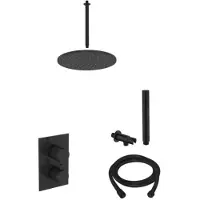 Boss & Wessing Inbouw regendouche set bws plafonduitloop ronde hoofddouche 20 cm mat zwart