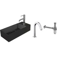 Salenzi fonteinset spy mat zwart 45x20 cm chroom