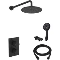 Boss & Wessing Inbouw regendouche set bws 20 cm wanduitloop 3 standen handdouche mat zwart
