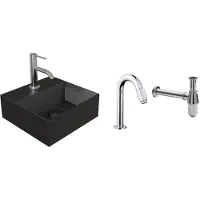 Salenzi Fonteinset Spy Mat Zwart 30x30 cm Chroom (Keuze uit 20 kranen)