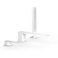 Tres Badrandkraan slim exclusive met handdoucheset rechte uitloop 22 cm mat wit