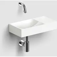 Clou vale fontein met voorbewerkt kraangat rechts met geintegreerde afvoer mat wit keramiek 38 cm