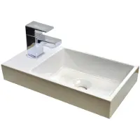 Sanicare Wastafel q40 40x22 cm mineraalmarmer wit