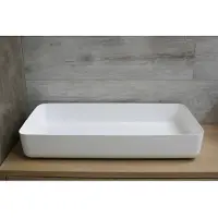 Luca Waskom Opbouw Rechthoekig Sanitair 80x40x13,5 cm Mineraalsteen Glans Wit