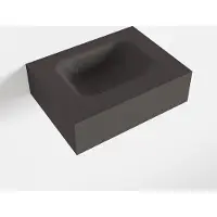 Mondiaz LEX Dark_grey vrijhangende solid surface wastafel 40cm. Positie wasbak midden