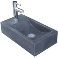 Sanilux Fonteinset recto hardsteen met kraan, waste & sifon 40x22x10 cm