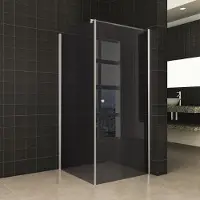 Wiesbaden Douchecabine met deur 8 mm en vaste wand 10 mm nano rookglas