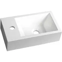 Sapho Fontein amarok rechthoekig 40x22 cm links cast marble wit