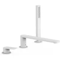 Tres Badrandkraan Project 1-Hendel Rechte Uitloop 23 cm met Omstel en Handdouche RVS