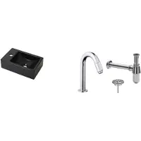 Boss & Wessing Fonteinpack houston mat zwart links 37x23 cm chroom