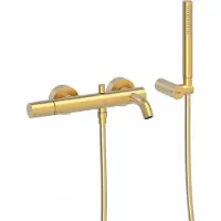 Tres Badmengkraan Study Exclusive Rond met Omstel en Handdoucheset met Staafhanddouche Mat Goud