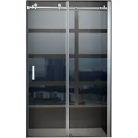 Boss & Wessing Schuifdeur Tweedelig BWS Hayes 140x195 cm Helder Glas Aluminium Profiel Chroom