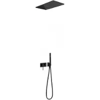 Tres Regendouche Inbouw 3V Mengkraan 28x55 cm Douchekop Rechthoek Mat Zwart