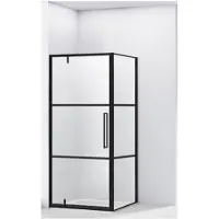 Van Rijn Hoek douchecabine st04 6 mm helder glas zwart aluminium nanocoating