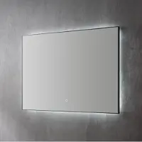 Sanilux Spiegel decor met indirecte led verlichting 100x70 cm mat zwart incl. Spiegelverwarming
