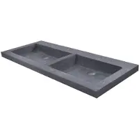 Sanilux Wasblad Trend Stone 120x47x5cm Dubbel Natuursteen (met 2 kraangaten)