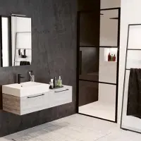 Riho Douchedeur met klapdeur grid 80x200 cm 6 mm helderglas zwarte profielen
