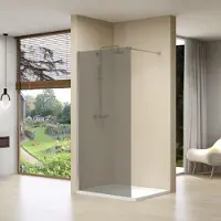 Van Rijn Inloopdouche st01 100x200 cm rookglas 8 mm met stabilisatiestang rvs