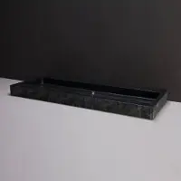 Forzalaqua Wastafel palermo graniet gezoet gekapt zonder kraangat zwart 120,5x51,5x9 cm