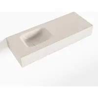 Mondiaz lex linen vrijhangende solid surface wastafel 80 cm. Positie wasbak links