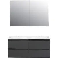 Boss & Wessing Badkamermeubel bws pepper wastafel acryl incl spiegelkast 2 deurs met 2 krgtn 120x55x46 cm antraciet