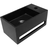 Boss & Wessing Fontein BWS Bali Solid Surface 36x20 cm Kraangat Rechts Mat Zwart