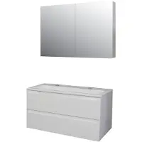 Boss & Wessing Badkamermeubel bws pepper wastafel acryl incl spiegelkast 2 deurs met 2 krgtn 100x55x46 cm wit