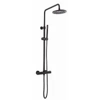 Sanilux Regendoucheset Thermostatisch Round met Handdouche Mat Zwart