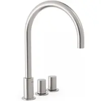 Tres Wastafelmengkraan Study Exclusive 3-Gats Kraan Links met Draaiknoppen Uitloop Gebogen 21,5 cm Rond RVS