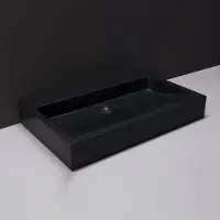 Forzalaqua Wastafel palermo graniet gezoet met kraangat zwart 60x40x9 cm