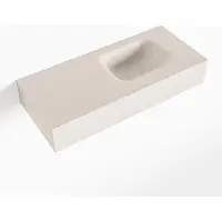 Mondiaz LEX Linen vrijhangende solid surface wastafel 70cm. Positie wasbak rechts