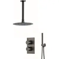 Boss & Wessing Inbouw Regendouche Set BWS Exclusive Plafonduitloop Gunmetal 30 cm