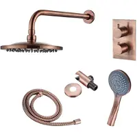 Boss & Wessing Inbouw regendouche set bws copper met wanduitloop en 3 standen handdouche geborsteld koper 30 cm