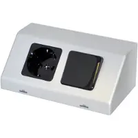 Sanicare Contactdoos en schakelaar inclusief twee snoeren 5,6x15,1x8,1 cm zilver-grijs