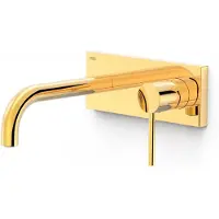 Tres Wastafelmengkraan Inbouw Study Exclusive met Afdekplaat Gebogen Uitloop 18 cm en Hendel Goud