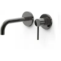 Tres Wastafelmengkraan Inbouw Study Exclusive 2-Gats Gebogen Uitloop 18 cm en Hendel Metallic Zwart