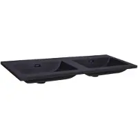 Sanilux Wastafel Quartz Classic 140x47x3 cm Dubbel Mat Zwart (0 kraangaten)