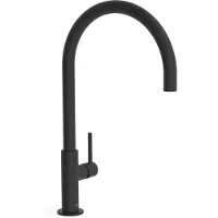 Tres Keukenmengkraan study exclusive 1-hendel uitloop gebogen 26 cm rond mat zwart