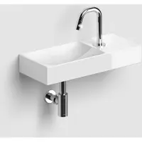 Clou Vale Fontein Met Kraangat Rechts Met Geïntegreerde Afvoer Glanzend Wit Keramiek 45 cm